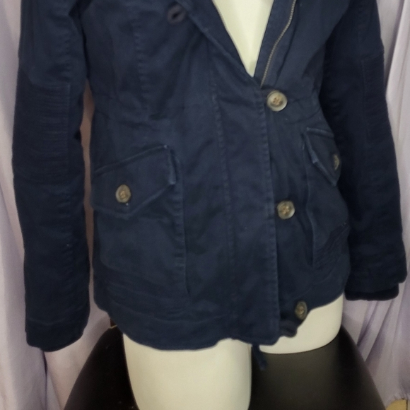 Hollister Navy Utility Jacket with Faux Fur Hood - Picture 4 of 5
